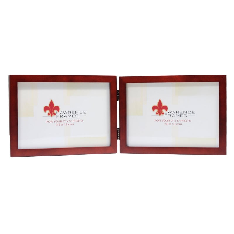 Lawrence Frames Hinged Double (Horizontal) Walnut Wood Picture Frame, Gallery Collection, 5 by 7-Inch - Image 1